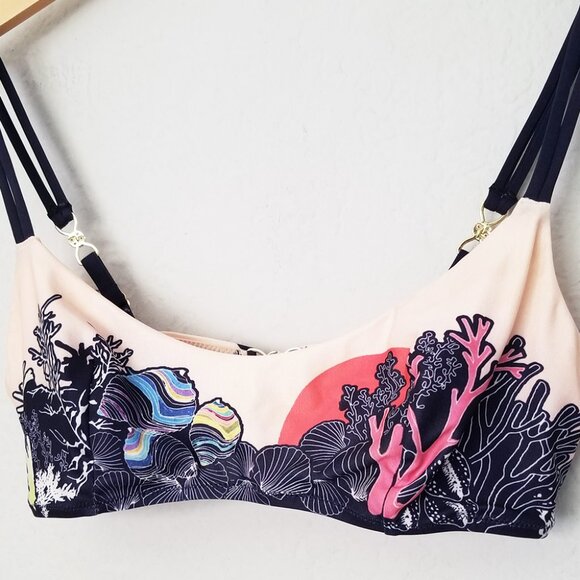 & Other Stories Ocean Floor Bikini Top Buttery Soft Artsy Under The Sea Size 10 - Picture 3 of 16